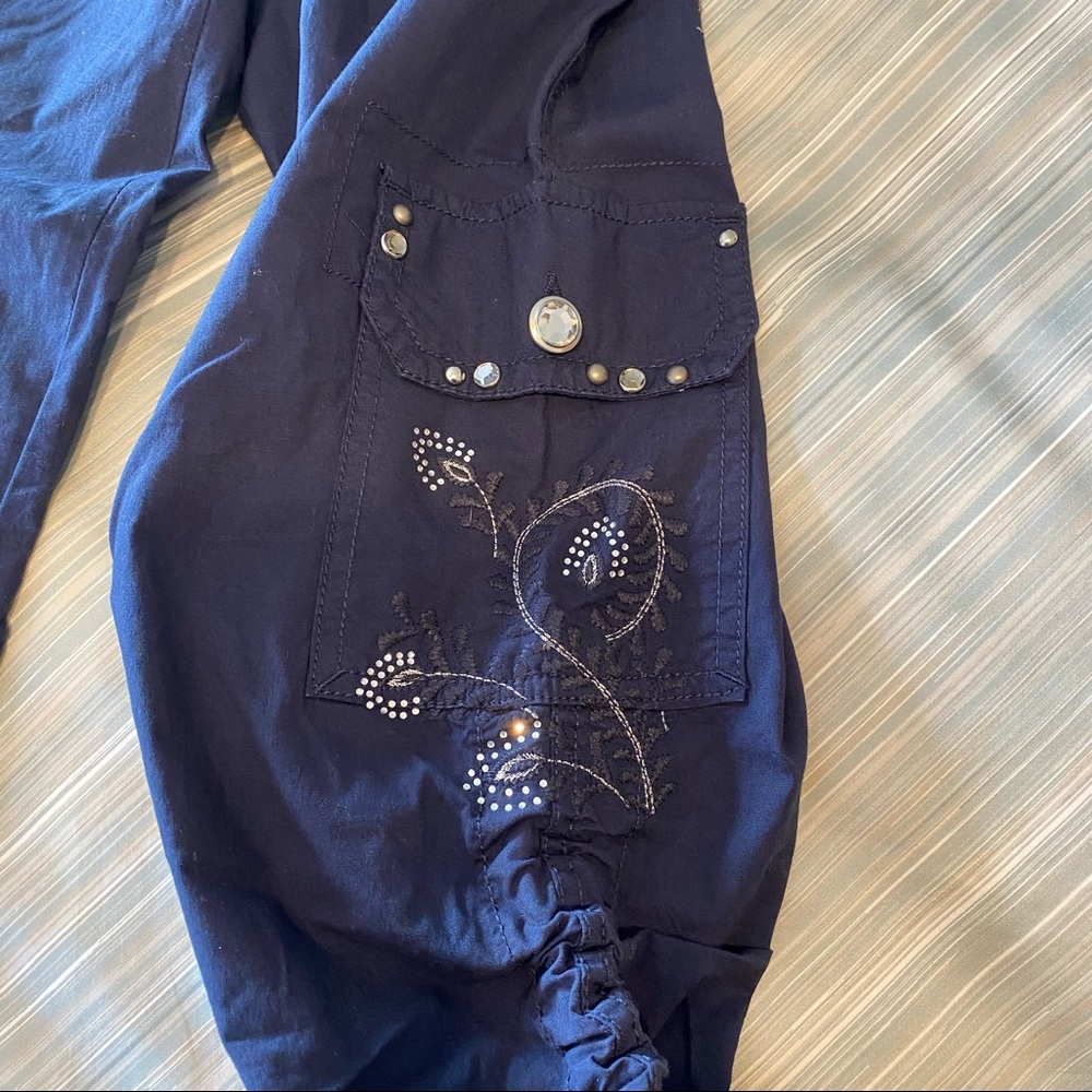 INC International Concepts Navy Blue Embroidered Capris - Picture 5 of 5